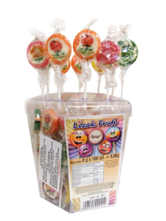 Lízátko roksové 8 g ovocné ploché - dóza 100 ks