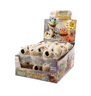 Skládací hračka dinosaura DINO PUZZLE SKULL + ovocné bonbónky 5 g