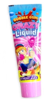 Žvýkačka v tubě BUBBLE GUM CRAZY Liquid 22 g jahoda - VÝPRODEJ !!! DMT: 10/2025