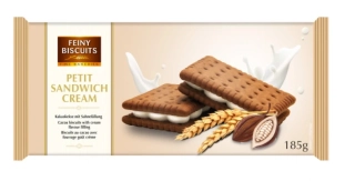 Kakaové sušenky s náplní FEINY BISCUITS 185 g PETIT SANDWICH CREAM