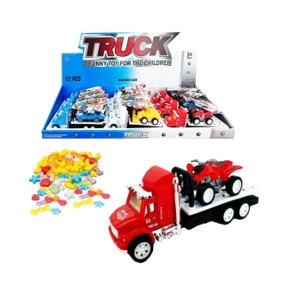 Hračka TRUCK 2v1 - NÁKLAĎÁK + sportovní auto -   + bonbóny 5 g