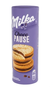 Sušenky MILKA 260 g CHOCO PAUSE s čokoládovou náplní