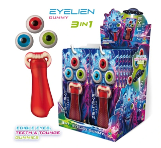 ALIEN GUMMY želé 28 g - želé OČI, ZUBY a JAZYK na blistru - ovocné želé