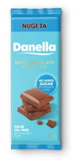 Čokoláda BEZ PŘIDANÉHO CUKRU 85 g DANELLA mléčná