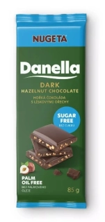Čokoláda BEZ PŘIDANÉHO CUKRU 85 g DANELLA hořká oříšková