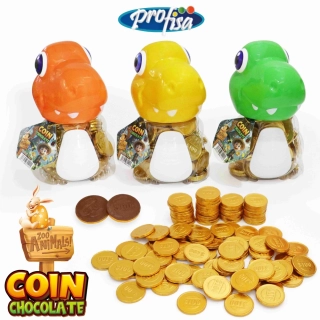 Čokoládové mince ZOO COIN CHOCOLATE - 100 dolarů 240 g  - dóza 100 ks - DINO