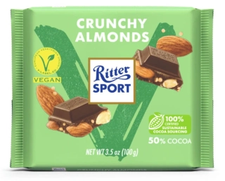 Čokoláda RITTER SPORT 100 g CRUNCHY ALMONDS - VÝPRODEJ !!! DMT: 12/2025 - poslední 1 ks