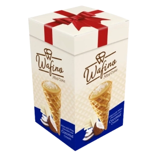 18x bílé čoko kornoutky WAFINO 180 g krabička - KOKOSOVÉ