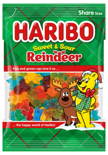 Želé HARIBO 160 g REINDEER - ovocné kyselé želé