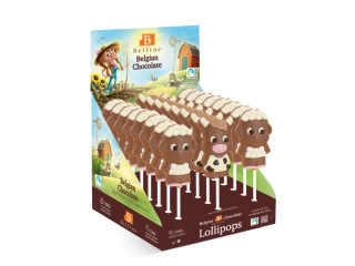 Belgické čokoládové lízátko BELFINE 25 g ZVÍŘÁTKA - OVEČKA & KRAVIČKA
