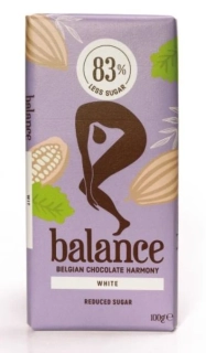Belgická čokoláda BALANCE 100 g BEZ PŘIDANÉHO CUKRU - BÍLÁ