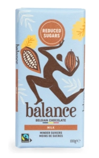 Belgická čokoláda BALANCE 100 g BEZ PŘIDANÉHO CUKRU - MLÉČNÁ