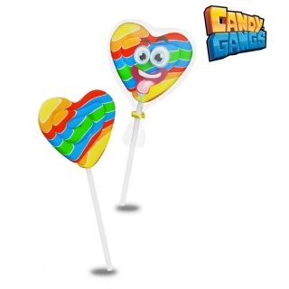 Duhové lízátko SRDÍČKO SMILE 30 g - RAINBOW HEART POP - 1 ks