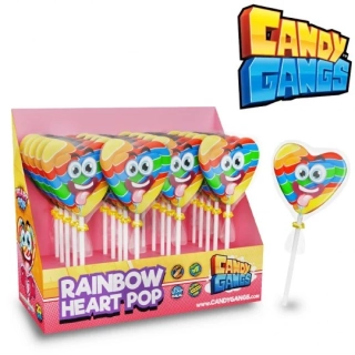 Duhové lízátko SRDÍČKO SMILE 30 g - RAINBOW HEART POP - balení 30 ks