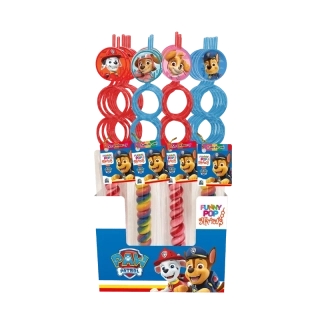 Lízátko & brčko 42 g FUNNY POP STRAWS - barevné kroucené lízátko & brčko - PAW PATROL