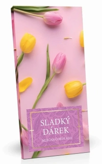 Dárková čokoláda v krabičce 100 g - SLADKÝ DÁREK - TULIPÁNY