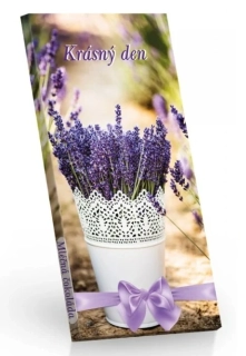 Dárková čokoláda v krabičce 100 g - LEVANDULE - KRÁSNÝ DEN