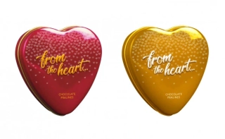 Čokoládové pralinky 40 g FROM THE HEART - v kovové krabičce SRDÍČKO