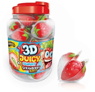 3D JUICY GUMMY 18 g - plněné želé - STRAWBERRY BURST (balení 60 ks)