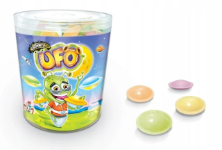 Oplatka Johyn Bee UFO s kyselým práškem 390 g - dóza cca 300 ks 