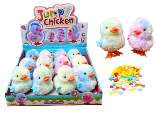 Hračka JUMP! CHICKEN - "plyšové" skákací kuřátko & zajíček - s cukrovinkou 5 g