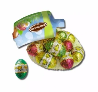 Čokoládová VAJÍČKA s kuřátkem 60 g síťka - s oříškovou náplní