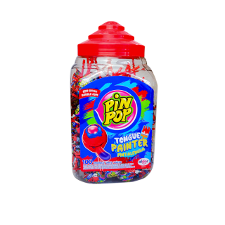 Lízátko PIN POP 18 g TONGUE PAINTER - BARVÍCÍ (dóza 100 ks)