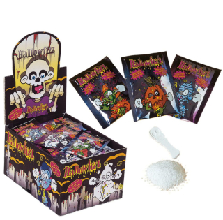 HALLOW FIZZ - mini lízátko z komprimátu & kyselý prášek HORROR FIZZ 12 g - balení 100 ks (1 ks = 4.75 Kč)