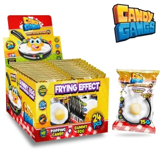 Želé & práskací prášek GUMMY EGG 15 g - ovocné želé  & kyselý prášek (balení 24 ks)