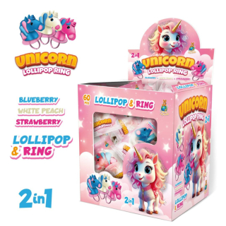 UNICORN LOLLIPOP RING - Ovocné lízátko PRSTÝNEK JEDNOROŽEC 12 g - balení 60 ks