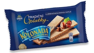 Tradiční oplatky KOLONÁDA 140 g - s oříškočokoládovou náplní