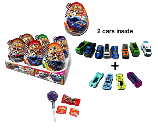 Plastové vajíčko XXL 4v1 CAR SPEED 25 g - se 2 autíčky + cukrovinky