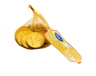 Čokoládové mince ZLATÉ EUR 85 g - síťka