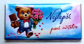 Čokoláda DÁRKOVÁ 100 g mléčná - NEJLEPŠÍ PANÍ UČITELCE - medvídek