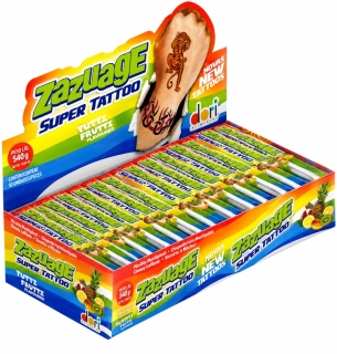 Lízátko ZAZUAGE s tetováním 10 g TUTTI FRUTTI - balení 50 ks