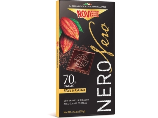 Čokoláda NOVI 75 g NERO hořká 70 % s kakaovými boby - VÝPRODEJ !!! DMT: 2/2026