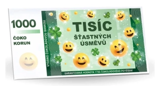 Bankovka (obálka) 175 g - hořká čokoláda 60 % - TISÍC ŠŤASTNÝCH ÚSMĚVŮ