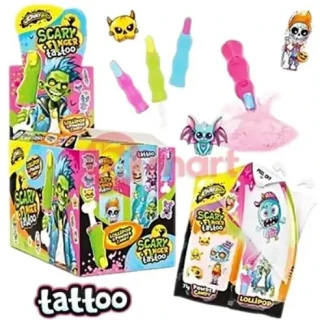 Lízátko SCARY FINGER TATTOO 31 g - lízátko PRST a kyselý prášek + tetování