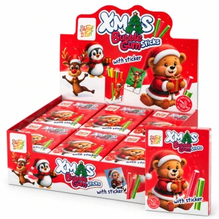 Tyčinkové žvýkačky BUBBLE GUM STICKS 28 g & samolepka - zimní edice