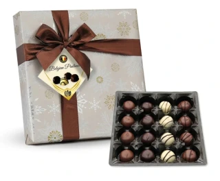 Dárkové belgické pralinky 200 g s mašlí - BÉŽOVÉ