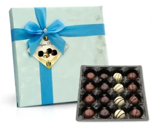 Dárkové belgické pralinky 200 g s mašlí - STŘÍBRNÉ