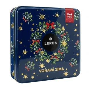 Čaje LEROS 54 ks VOŇAVÁ ZIMA - kovová dóza - výběr bylinných čajů 9 druhů