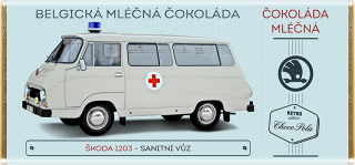 Čokoláda RETRO 100g Škoda 1203 SANITKA mléčná 