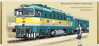 Čokoláda RETRO 100 g vlak Motorová lokomotiva řady 753 „Brejlovec“ hořká