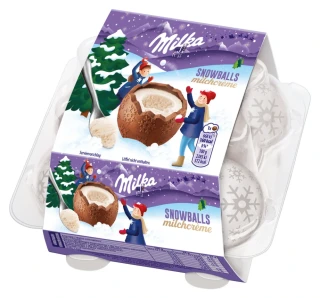 Milka Snow Balls 4 ks čokoládové vajíčko ORIGINAL - s lžičkou