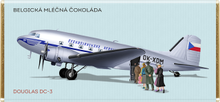 Čokoláda 100 g mléčná RETRO letadlo Douglas DC-3