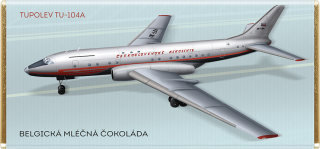 Čokoláda 100 g mléčná RETRO letadlo TUPOLEV TU-104A