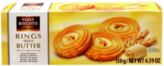 Máslové sušenky FEINY BISCUITS 130 g RINGS with BUTTER - kolečka 