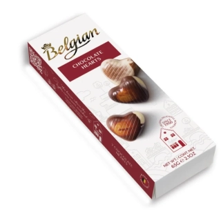 Belgické pralinky bonboniéra THE BELGIAN 65g srdíčka - VÝPRODEJ !!! DMT: 5/2024