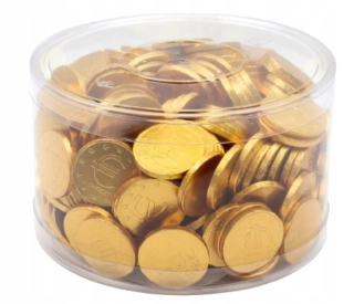 Čokoládové mince ZLATÉ v dóze 450 g mix EUR CENTS